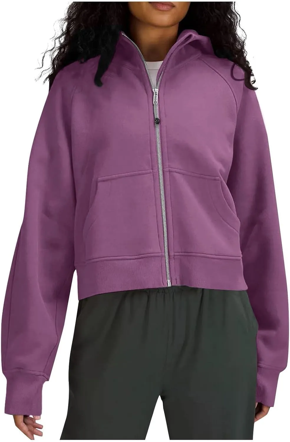 Hoodies for Women Full Zip Up Cropped Sweatshirts Fleece Jackets Casual Comfy Gym Tops Athletic Hoodie with Pockets