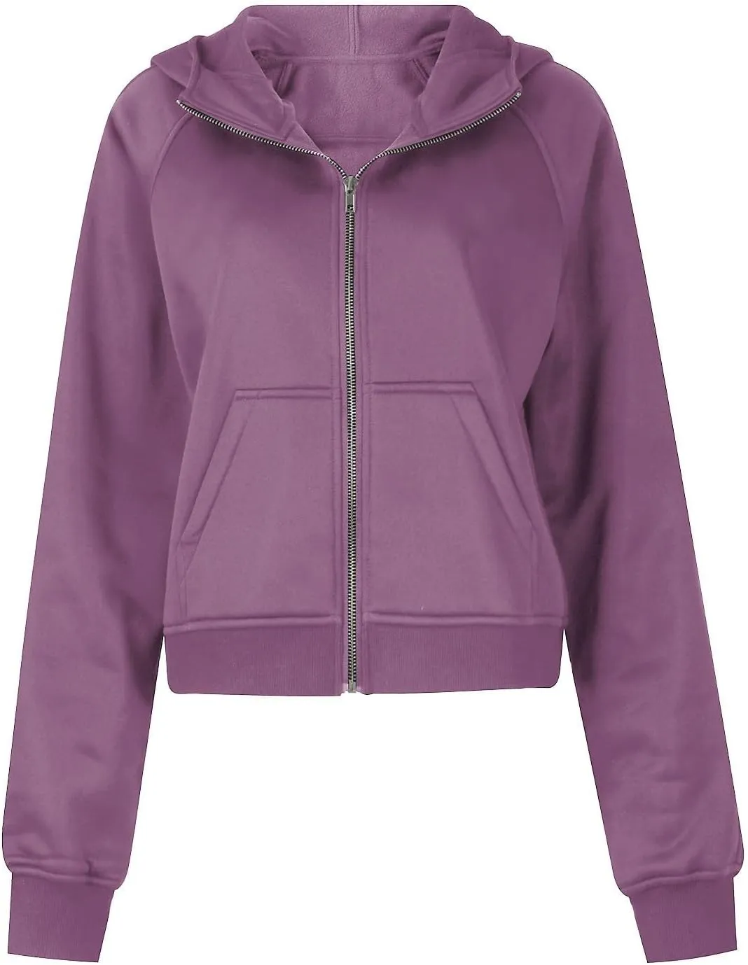 Hoodies for Women Full Zip Up Cropped Sweatshirts Fleece Jackets Casual Comfy Gym Tops Athletic Hoodie with Pockets