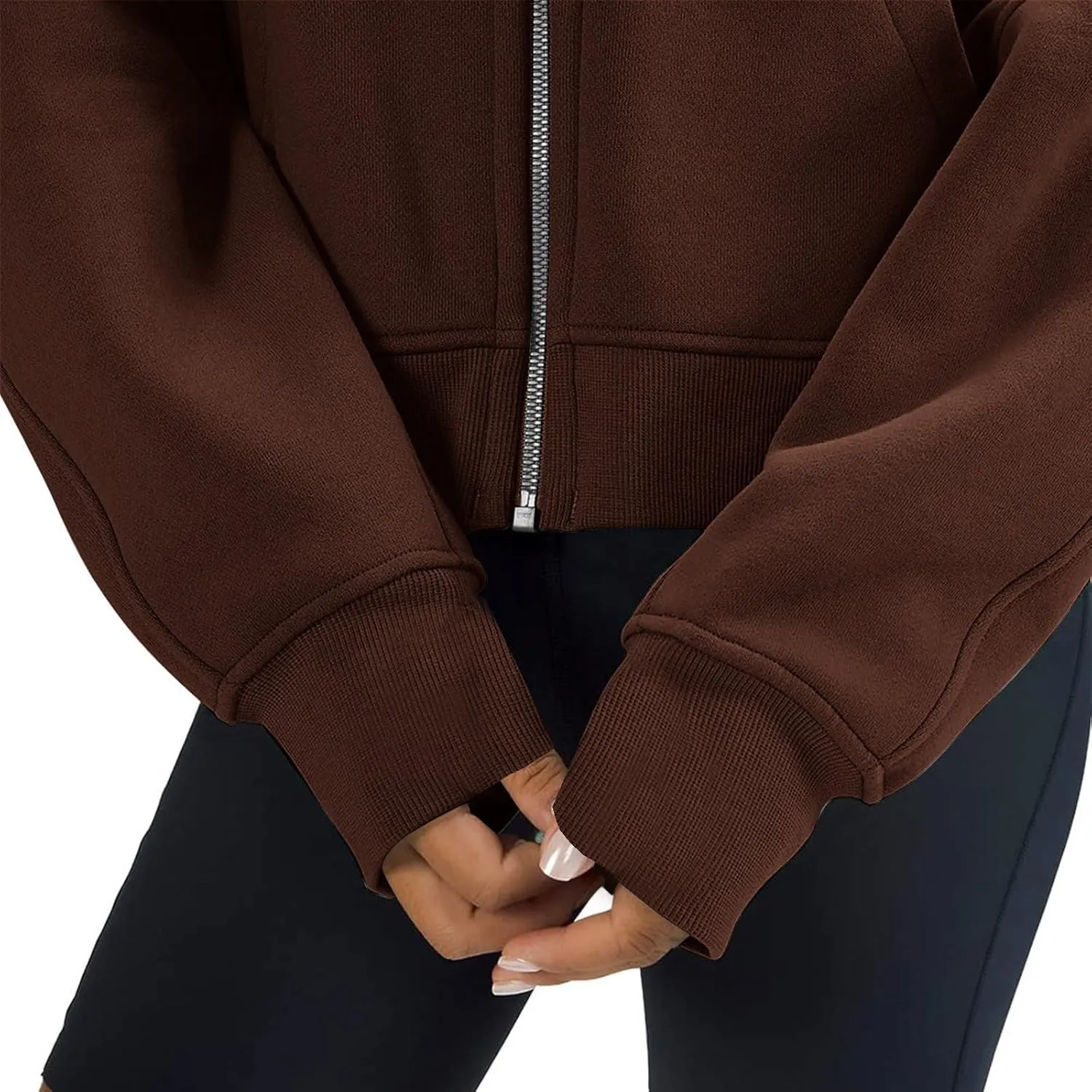 Hoodies for Women Full Zip Up Cropped Sweatshirts Fleece Jackets Casual Comfy Gym Tops Athletic Hoodie with Pockets