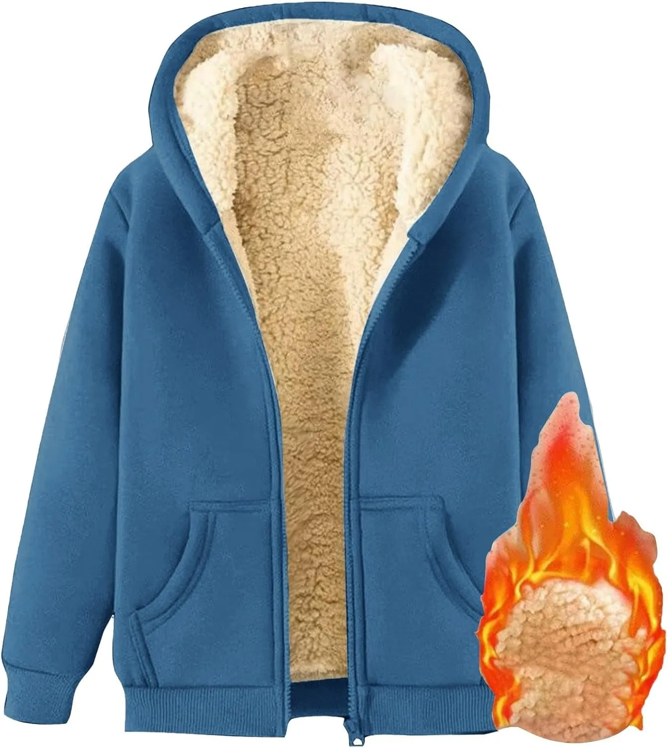 Hoodies for Women Winter Fleece Sweatshirt Full Zip Thick Sherpa Lined Hooded Jacket Warm Cardigan Coat with Pockets