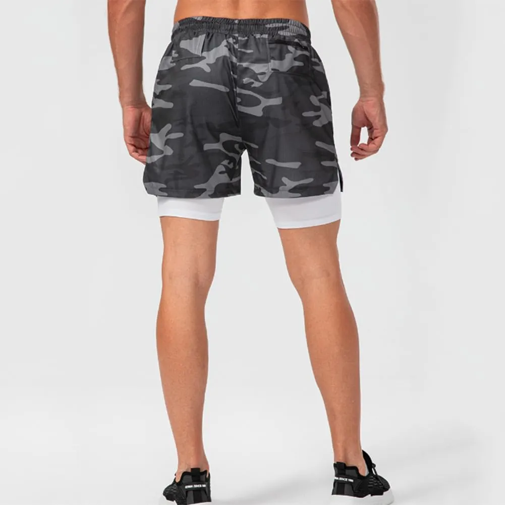 HSQSMWJ Running Shorts Men 2 in 1 Sports Jogging FitnessTraining Quick Dry Gym