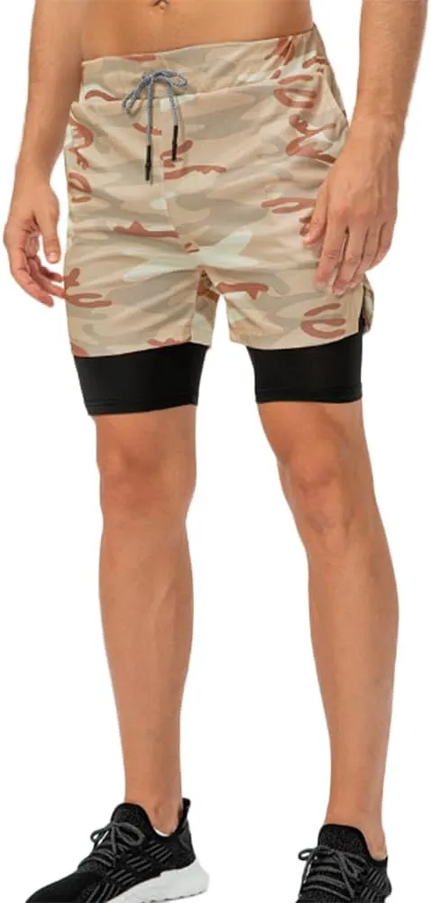 HSQSMWJ Running Shorts Men 2 in 1 Sports Jogging FitnessTraining Quick Dry Gym