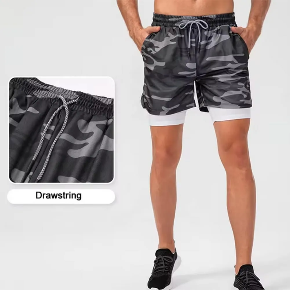 HSQSMWJ Running Shorts Men 2 in 1 Sports Jogging FitnessTraining Quick Dry Gym