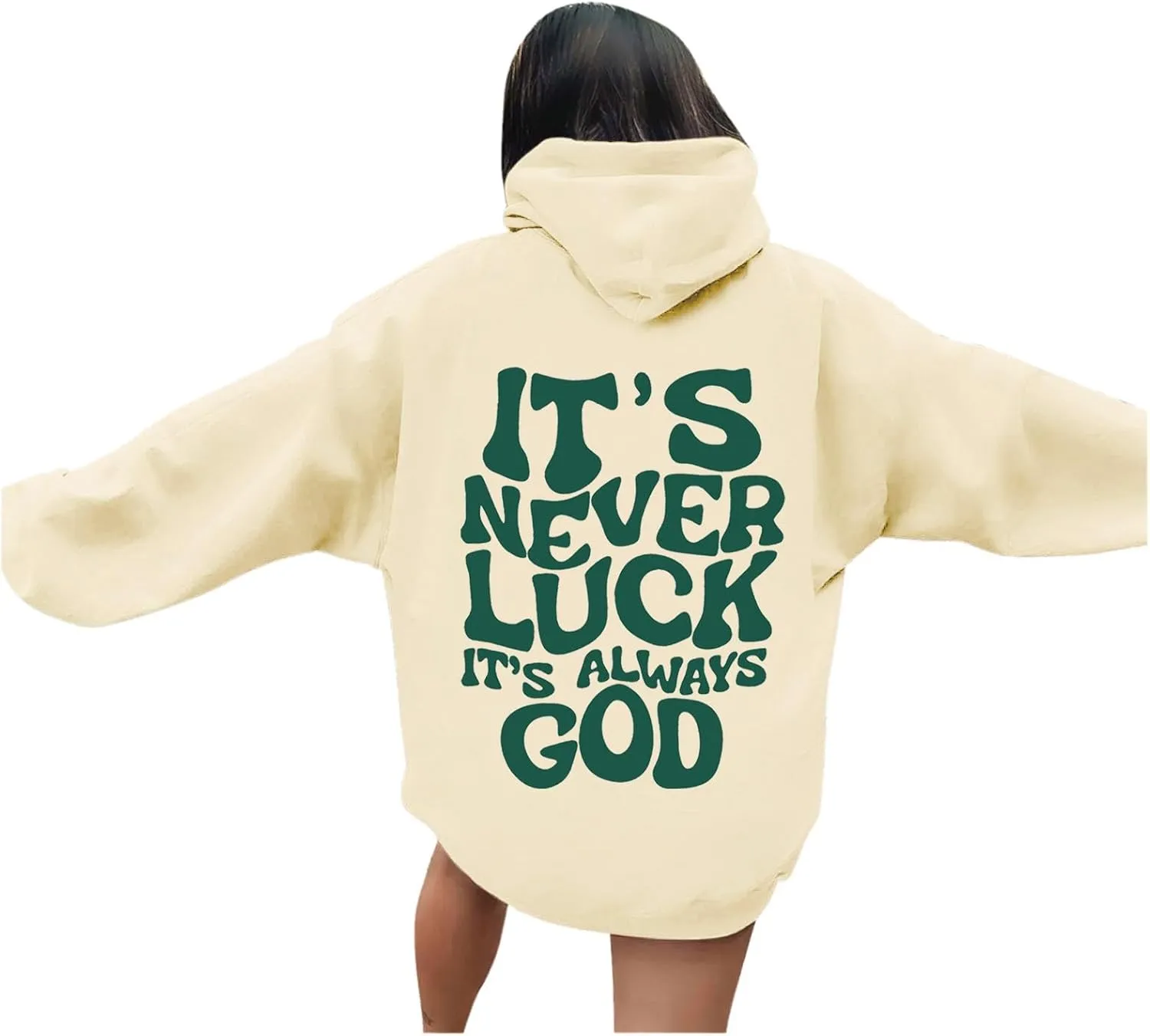 It's Never Luck It's Always God Christian Bible Verse Hoodie Unisex Oversized Hoodies Hoodie Pullover