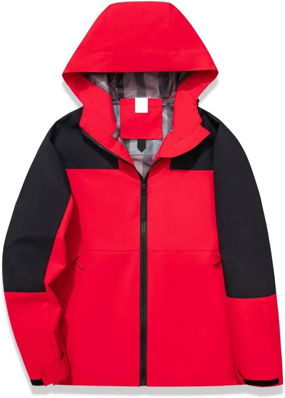 Jackets for Women with Hood Lightweight Waterproof Rain Jacket Color Patchwork Raincoat for Hiking Travel Running