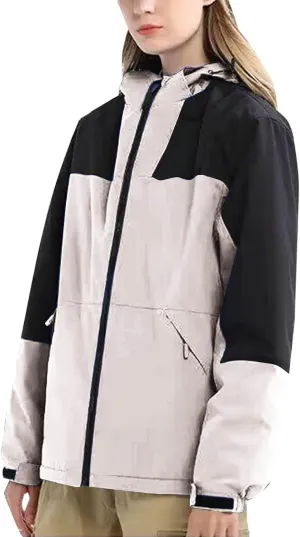 Jackets for Women with Hood Lightweight Waterproof Rain Jacket Color Patchwork Raincoat for Hiking Travel Running