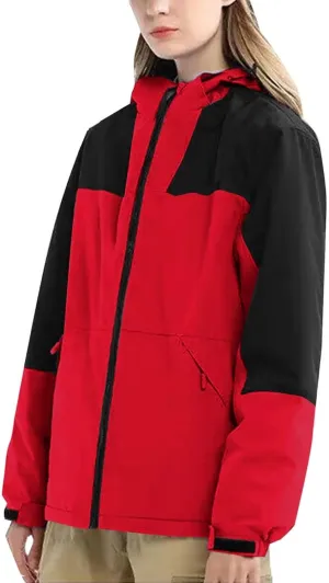 Jackets for Women with Hood Lightweight Waterproof Rain Jacket Color Patchwork Raincoat for Hiking Travel Running