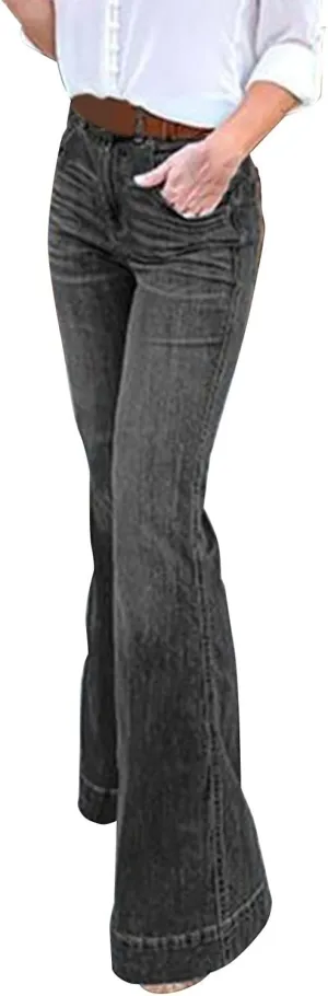 Jeans for Women Trendy Casual High Waisted Jeans Stretch Wide Leg Loose Denim Pants with Pockets