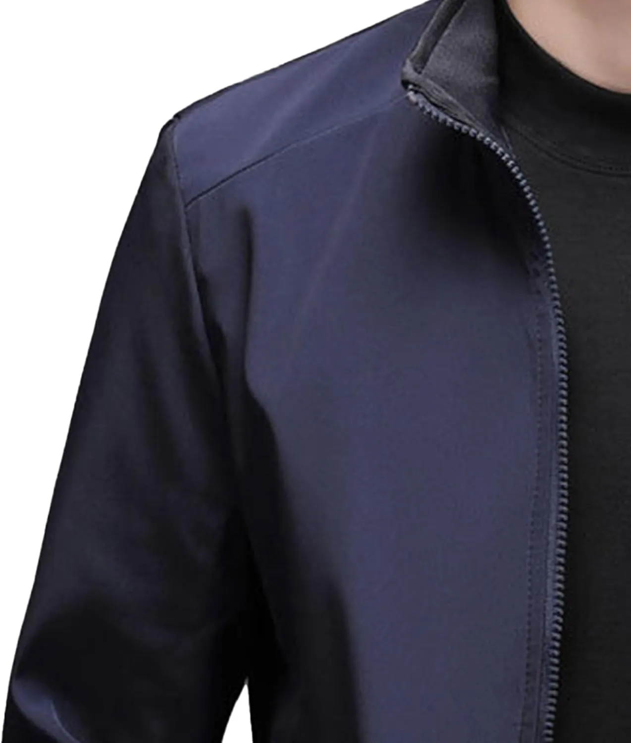 JEsilunmaMY Men's Stand Collar Slim Bomber Jacket Full Zip Fleece Lined Casual Windbreakers Windproof Sportwear Padded Coats