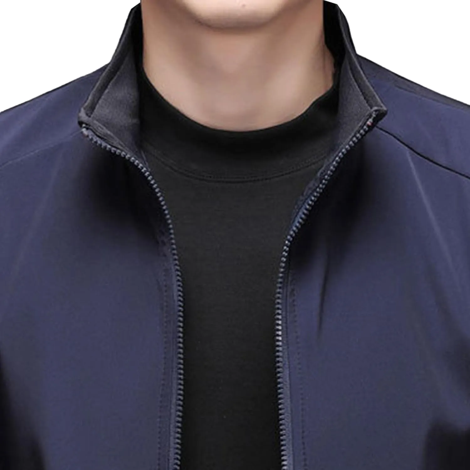 JEsilunmaMY Men's Stand Collar Slim Bomber Jacket Full Zip Fleece Lined Casual Windbreakers Windproof Sportwear Padded Coats