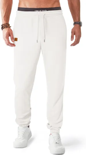 JMIERR Men's Waffle Sweatpants Stretch Waist Drawstring Casual Tapered Joggers Gym Pants with Pockets
