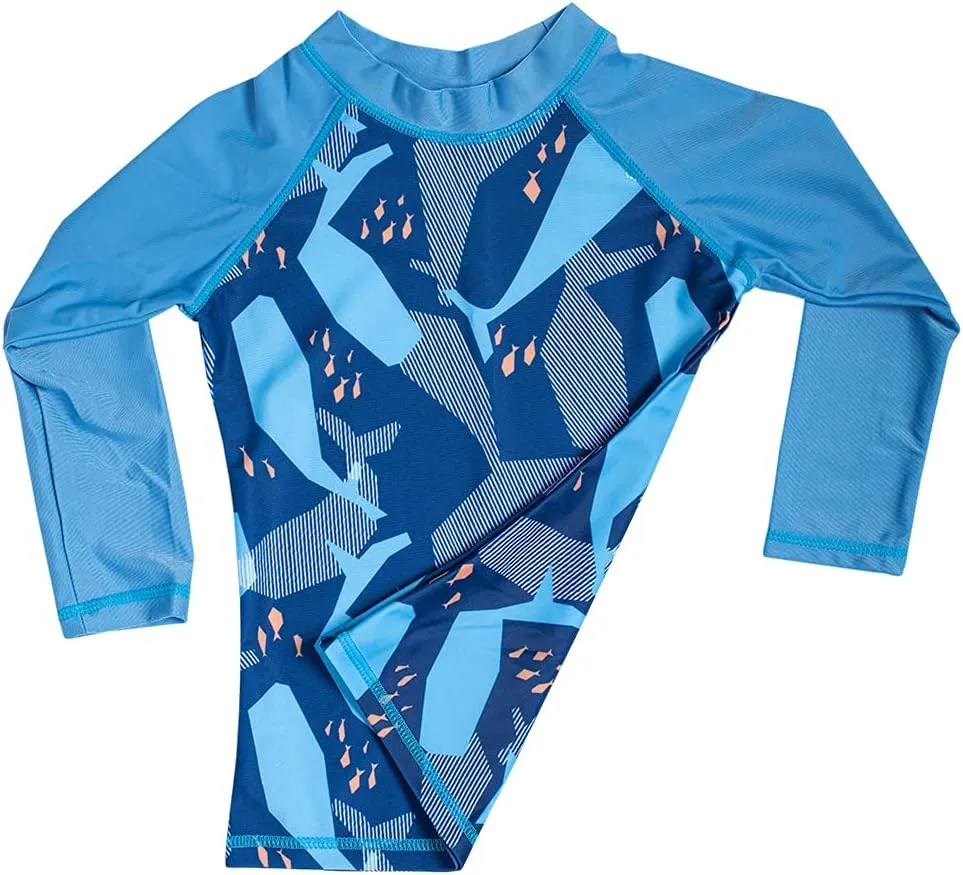 Kids Toddler Boys Two Piece Rash Guard Swimsuits Long Sleeve UV Sun Protection Sun-Suit Swimwear Sets