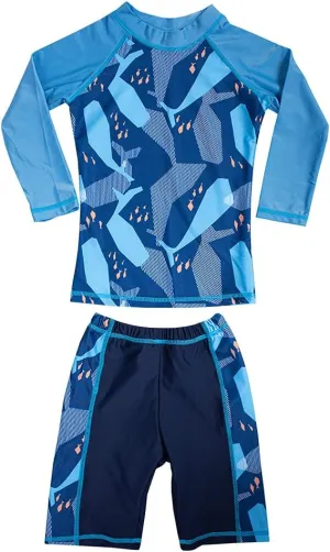 Kids Toddler Boys Two Piece Rash Guard Swimsuits Long Sleeve UV Sun Protection Sun-Suit Swimwear Sets