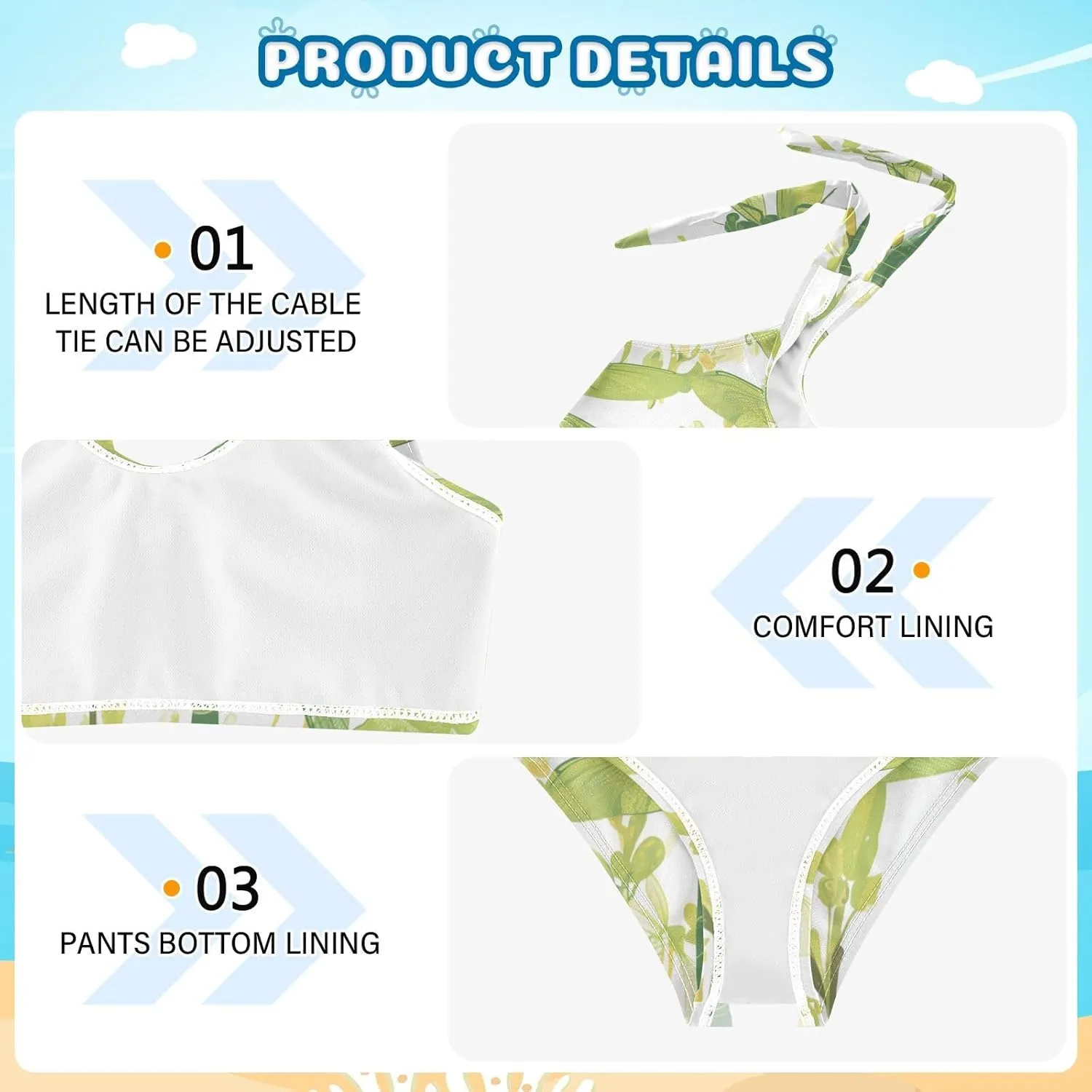 KLL Flying Green Dragonflies Flowers Girls 2 Piece Bikini Sets Quick-Dry Beach Swimwear Swimwear