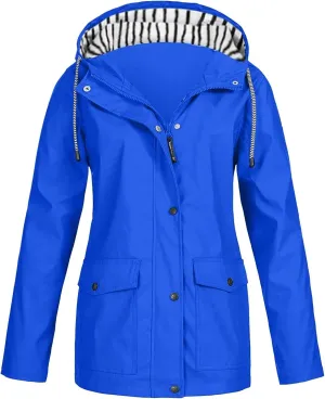 KUIOLYPOER Women's Raincoats Waterproof Rain Jacket Lightweight Active Outdoor Hooded Zip up Windbreaker