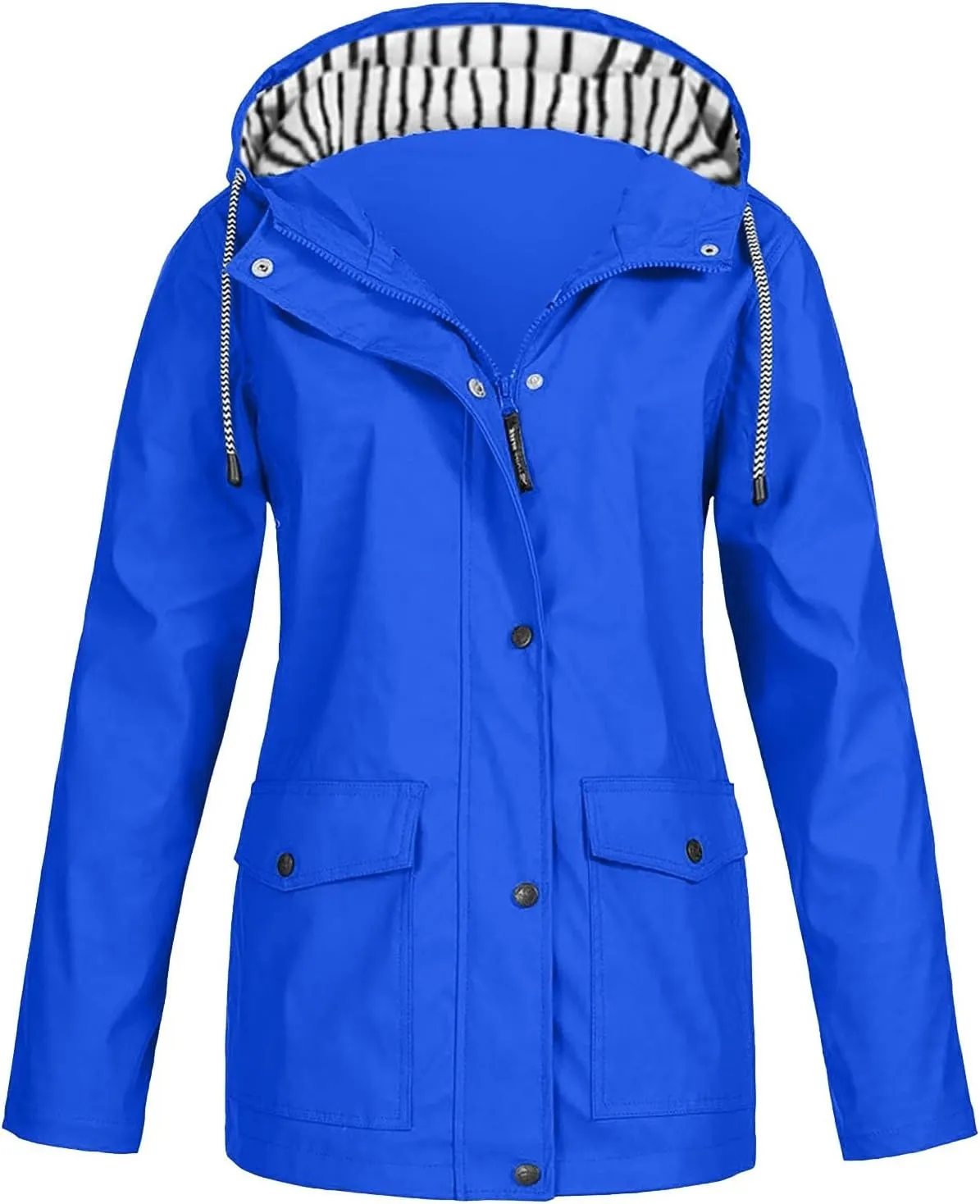 KUIOLYPOER Women's Raincoats Waterproof Rain Jacket Lightweight Active Outdoor Hooded Zip up Windbreaker