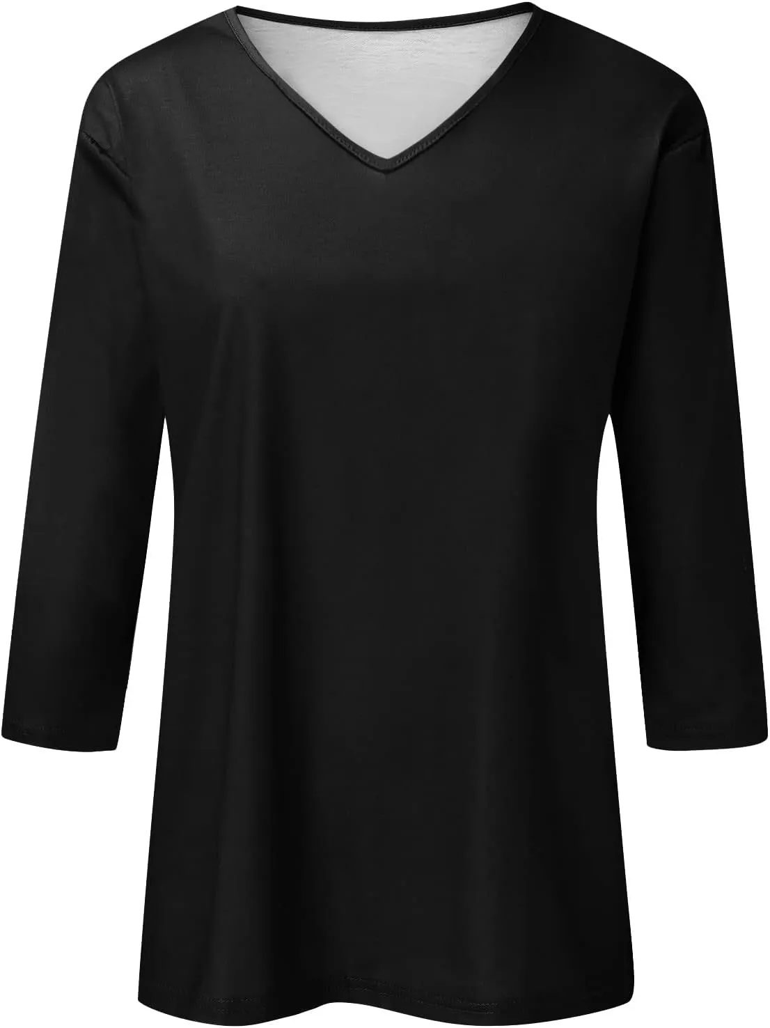 Ladies Tops and Blouses 3/4 Sleeve Basic Plain Tees for Women Wmens Casual Tops White Blouse Women's T-Shirts S-2XL