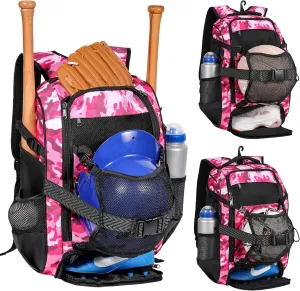 Large Baseball Backpack for Adult Youth 42L Softball Bat Bag with Detachable Adjustable Helmet Mesh Pocket Fit Basketball Soccer Volleyball Baseball Equipment Bag for Men Women 12  Boys Girls