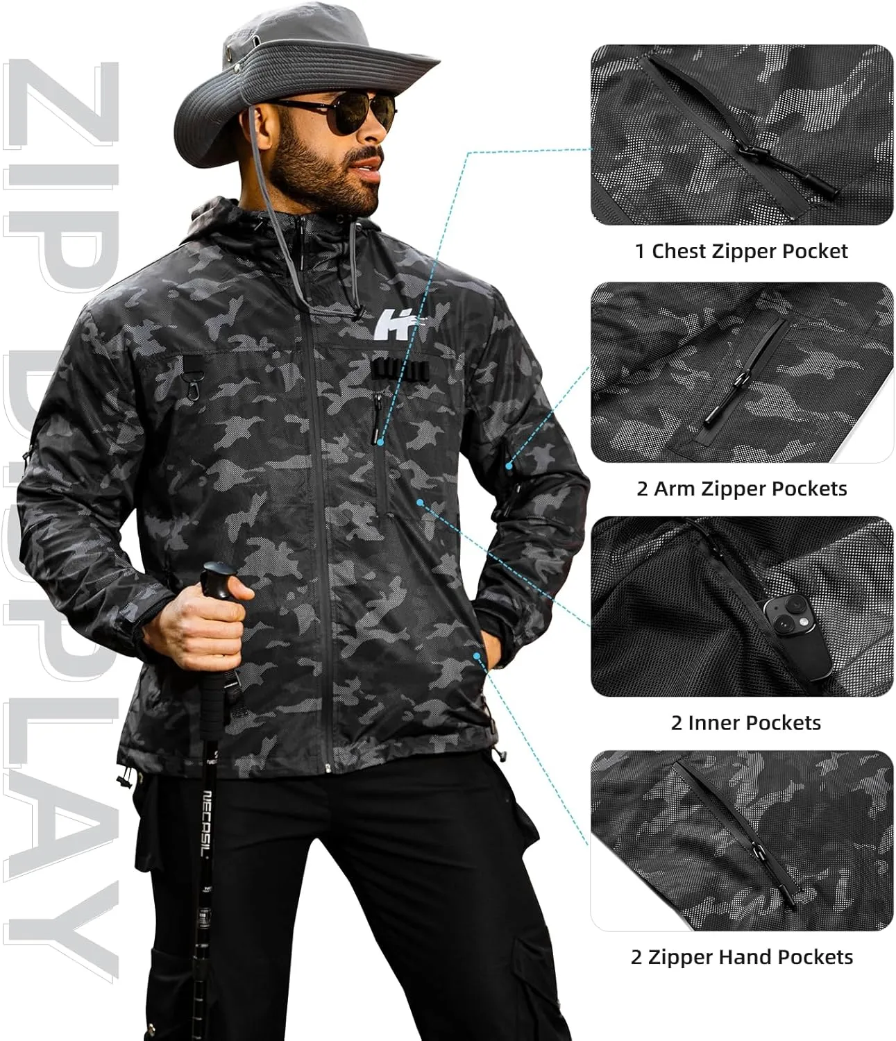 LBL Leading the Better Life Men's Windbreaker Jackets Waterproof Lightweight Outdoor Mountain Hiking Windbreakers for Men
