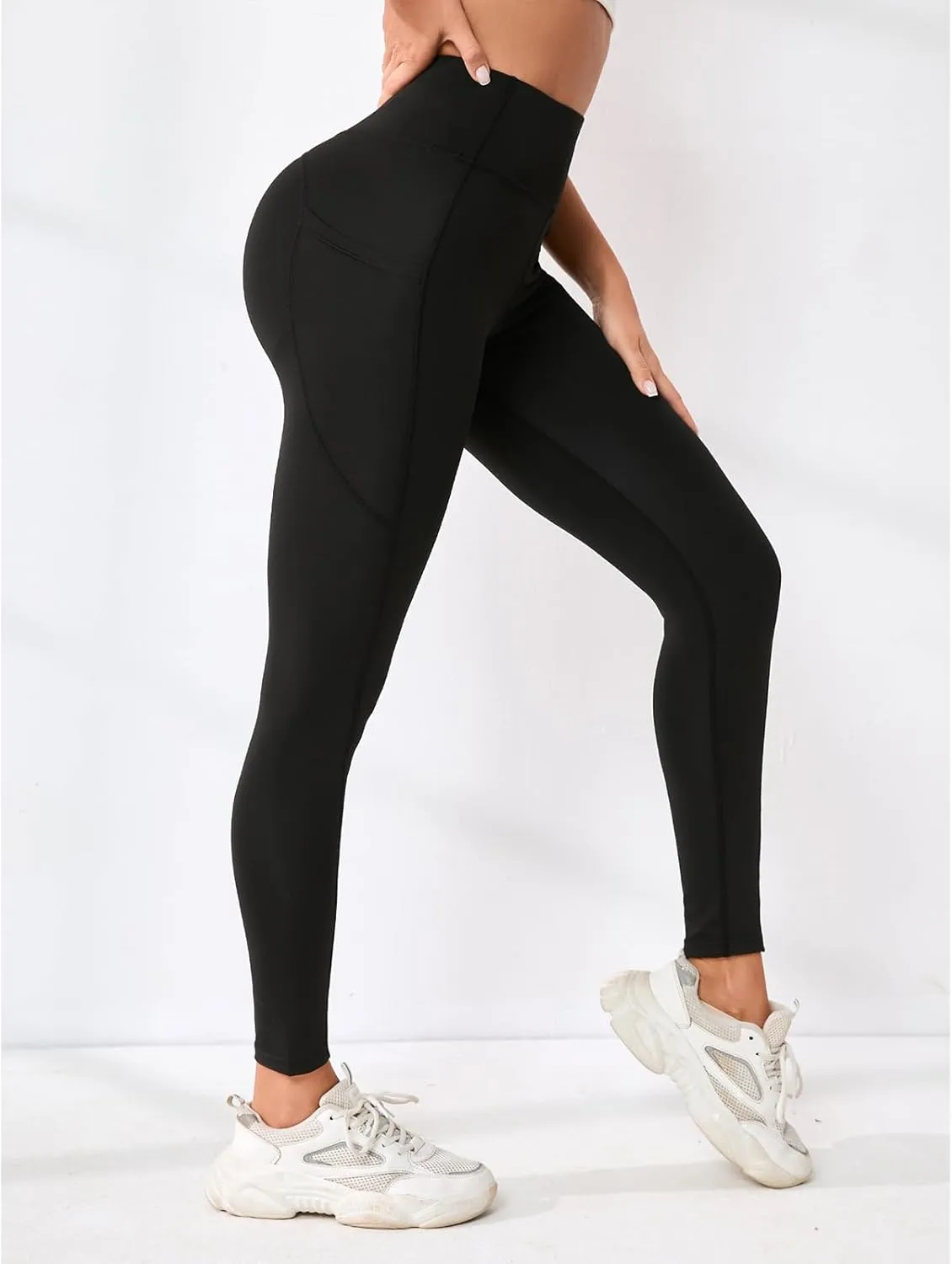Leggings Pants for Women Tummy Control Lightweight Trendy High Waisted Stretch Soft Capri Yoga Gym Pants with Pockets