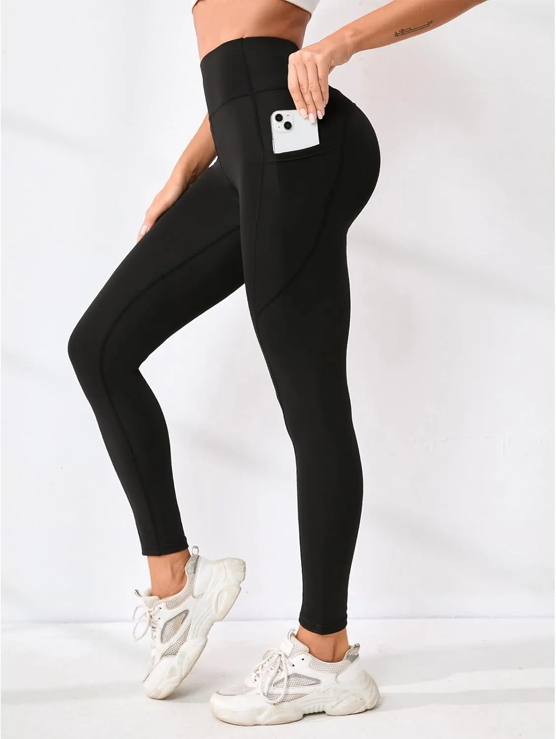 Leggings Pants for Women Tummy Control Lightweight Trendy High Waisted Stretch Soft Capri Yoga Gym Pants with Pockets