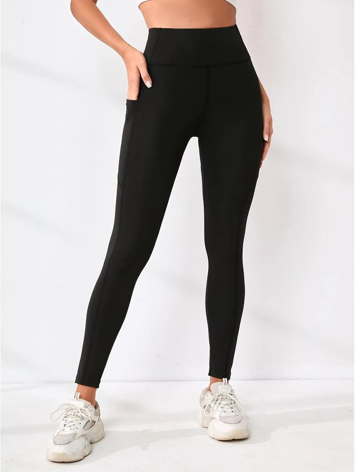 Leggings Pants for Women Tummy Control Lightweight Trendy High Waisted Stretch Soft Capri Yoga Gym Pants with Pockets