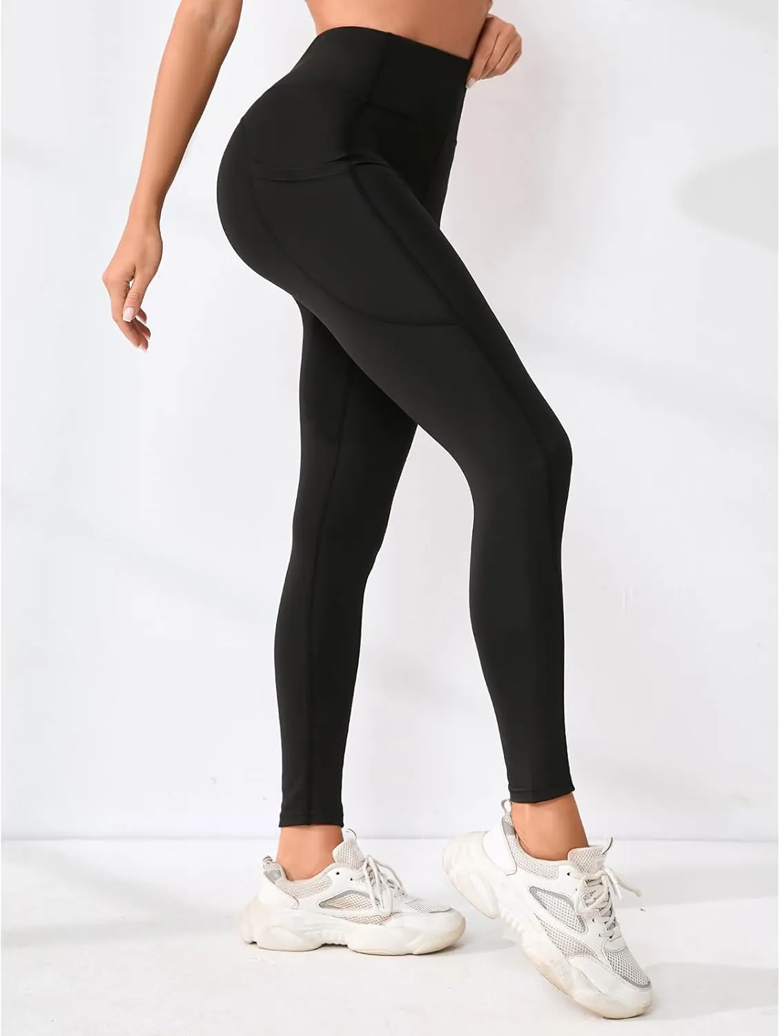 Leggings Pants for Women Tummy Control Lightweight Trendy High Waisted Stretch Soft Capri Yoga Gym Pants with Pockets
