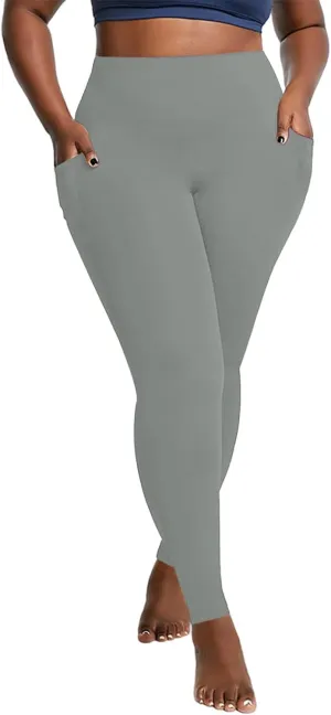 Leggings with Tummy Control for Women, Elastic Pants for Women,Plus Size Brown Leggings,Workout Leggings