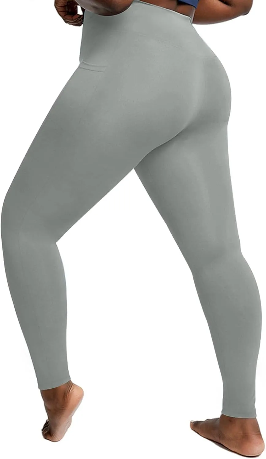 Leggings with Tummy Control for Women, Elastic Pants for Women,Plus Size Brown Leggings,Workout Leggings