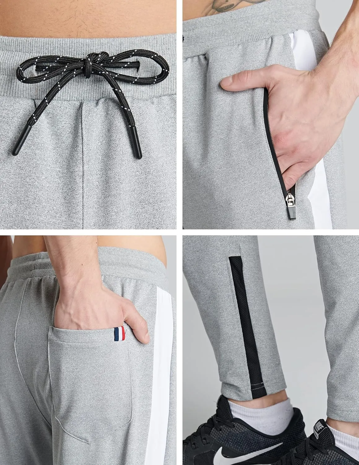 Liberty Imports 2 Pack Men's Sweatpants with Zipper Pockets Slim Fit Gym Pants Athletic Track Joggers