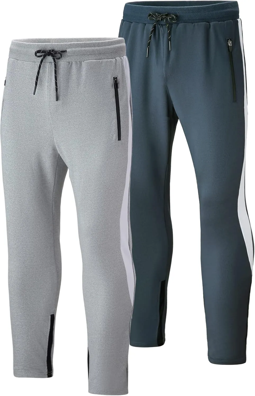 Liberty Imports 2 Pack Men's Sweatpants with Zipper Pockets Slim Fit Gym Pants Athletic Track Joggers