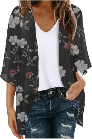 Lightweight Chiffon Cardigans for Women Long Sleeve Sun Shirts Open Front Summer Coverups UV Protection Swim Cover Up