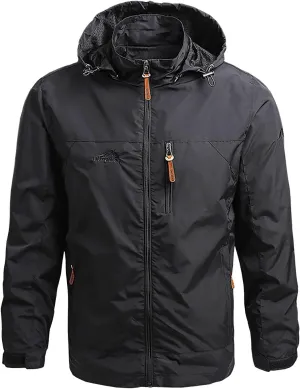 Lightweight Jacket Men Hooded Softshell Jacket Waterproof Windbreaker Fleece Lined Rain Shell Jacket
