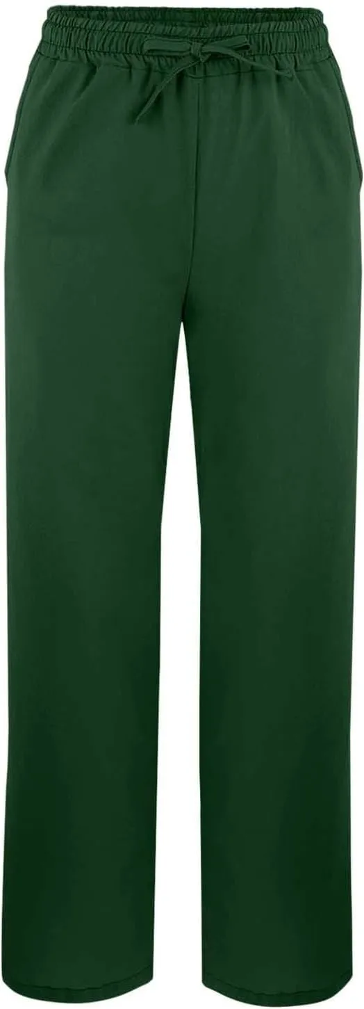 Linen Pants for Women 2025 Summer Elastic Drawstring Waist Straight Wide Leg Slit Trouser Causal Palazzo Fashion Pant