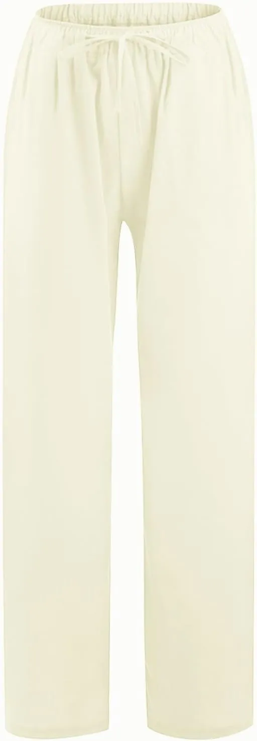 Linen Pants Women Vacation Casual Loose Drawsting Waist Pants Wide Leg Pants Cotton Linen Palazzo Pants with Pockets
