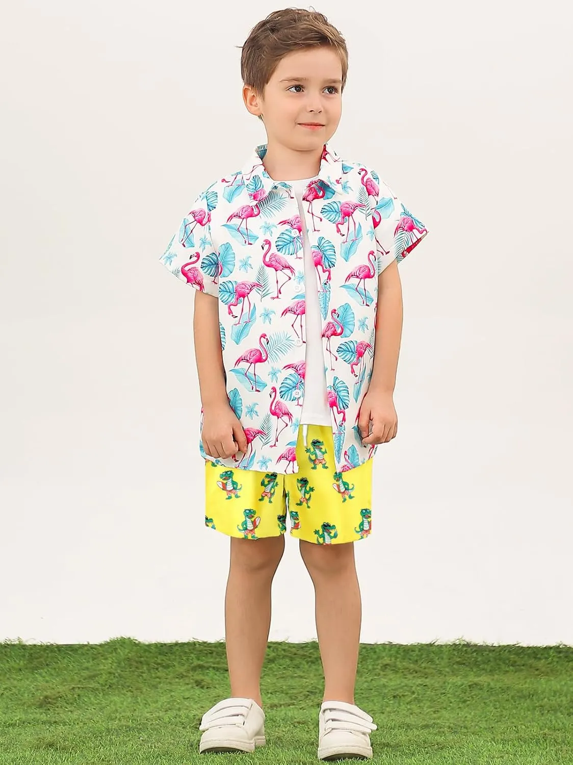 Little Boys Swim Trunks with Boxer Mesh Liner Swim Shorts Kids Quick Dry Bathing Suit Swimwear 4-12T