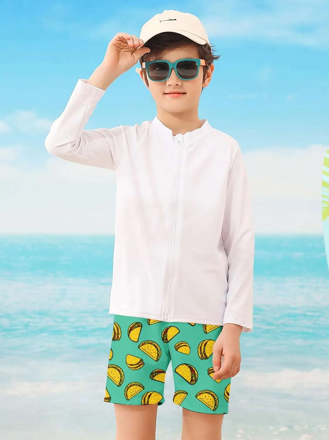 Little Boys Swim Trunks with Boxer Mesh Liner Swim Shorts Kids Quick Dry Bathing Suit Swimwear 4-12T