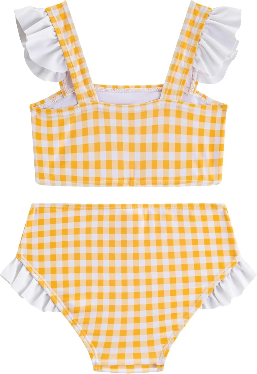 LIZENS Girls Plaid Swimwear Two Piece Trim Swimsuit 2-12 Toddler Beach Bathing Suit for Kids
