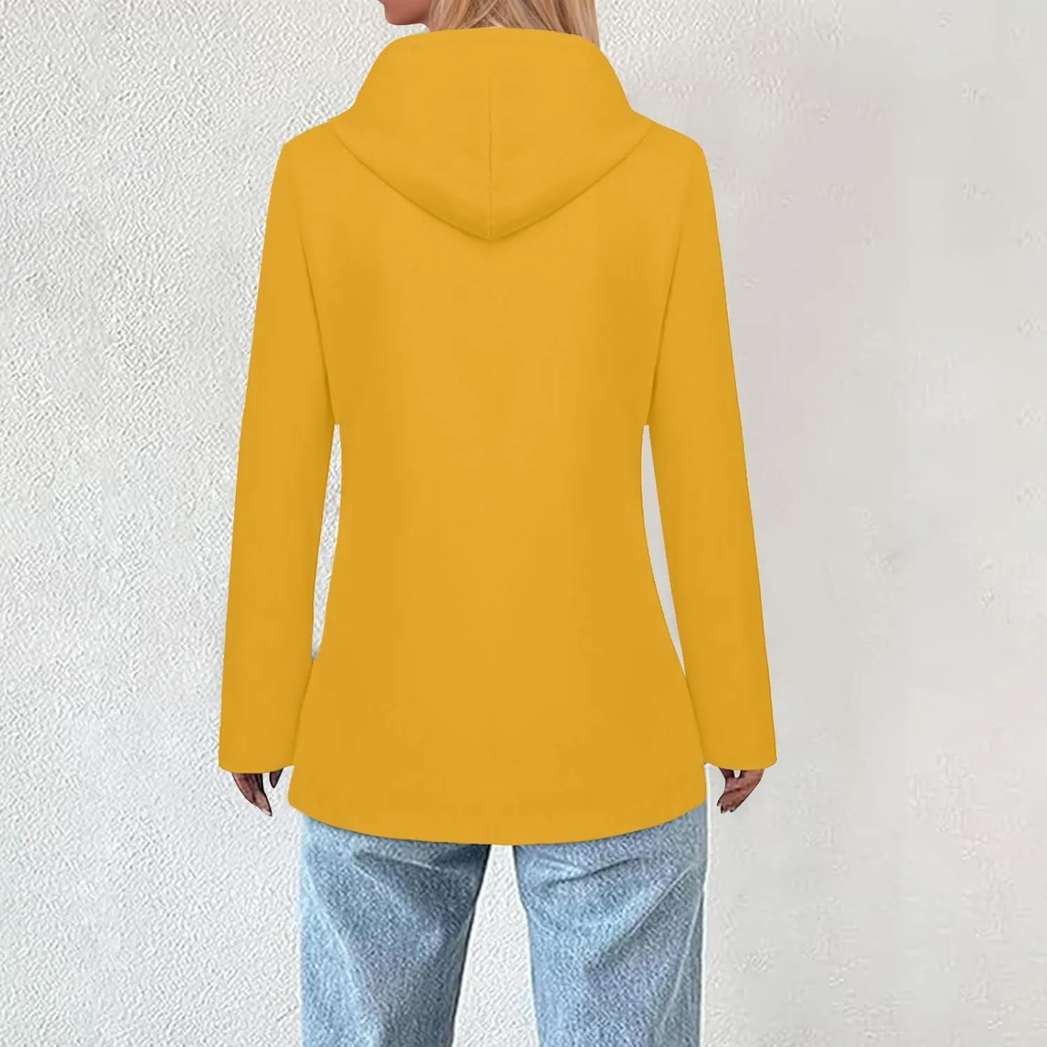 Lmdudan 2024 Trendy Waterproof Rain Jacket for Women Lightweight Zip Up Long Hooded Raincoat Outdoor Fleece Lined Trench Coat