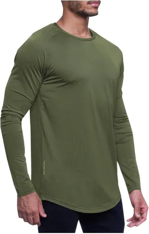 Long Sleeve Crewneck Workout Shirts for Men Moisture Wicking Sun Protection UV UPF 50 Tee T Shirts Men Fishing Running