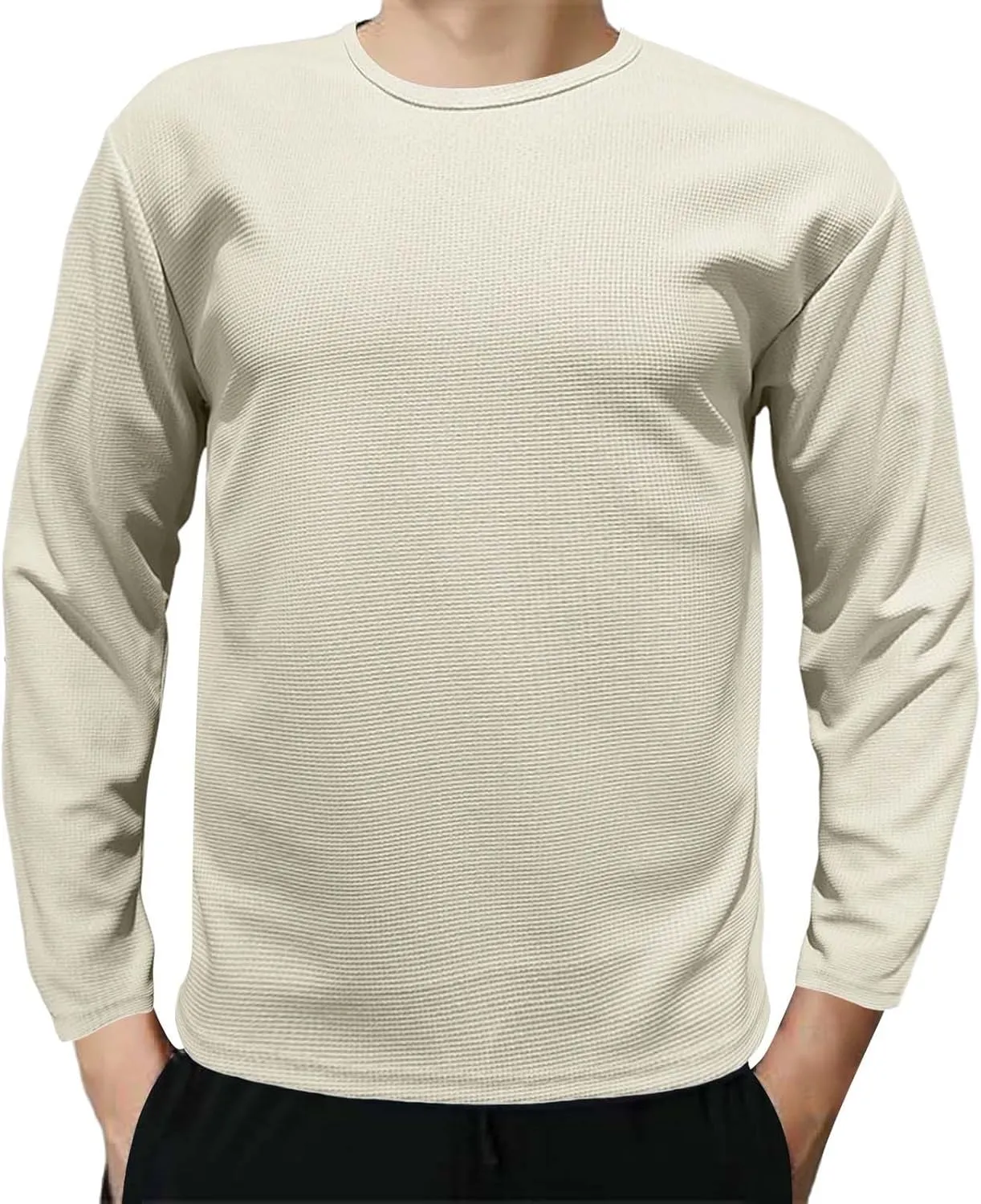 Long Sleeve Shirts for Men Casual Crew Neck T Shirt Moisture Wicking Fishing Hiking Swim Running Workout Tee Tops