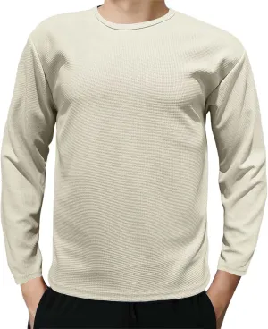 Long Sleeve Shirts for Men Casual Crew Neck T Shirt Moisture Wicking Fishing Hiking Swim Running Workout Tee Tops