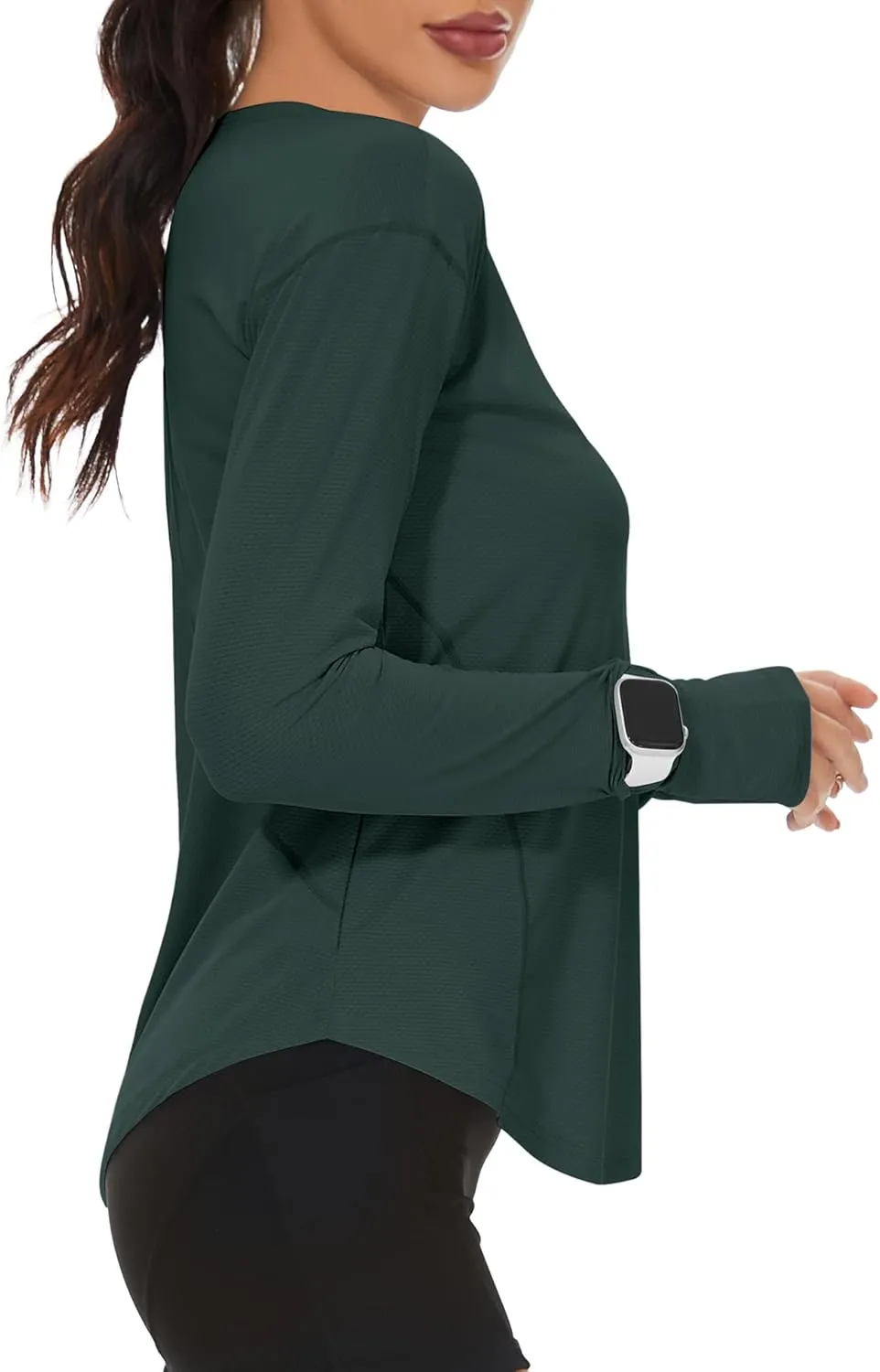 Loovoo Women's Long Sleeve Running Shirts Workout Tops UPF 50  Sun Shirt Quick Dry Athletic T-Shirts with Watching Window