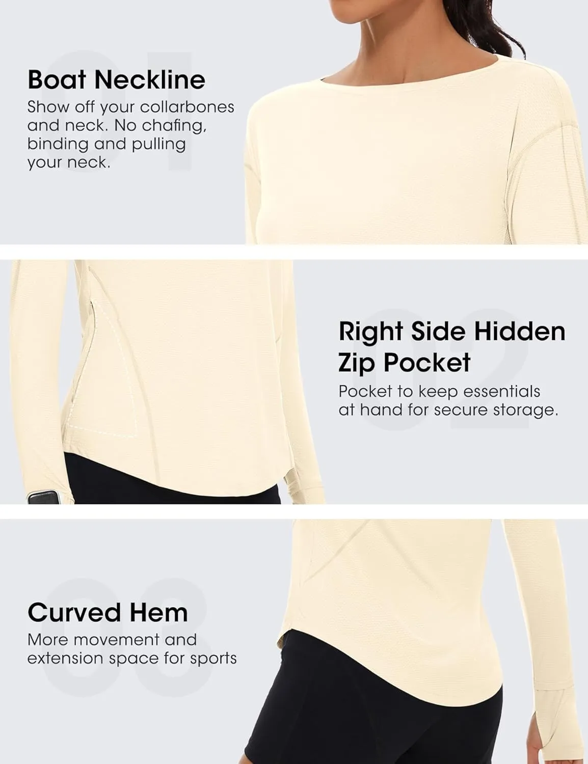 Loovoo Women's Long Sleeve Running Shirts Workout Tops UPF 50  Sun Shirt Quick Dry Athletic T-Shirts with Watching Window
