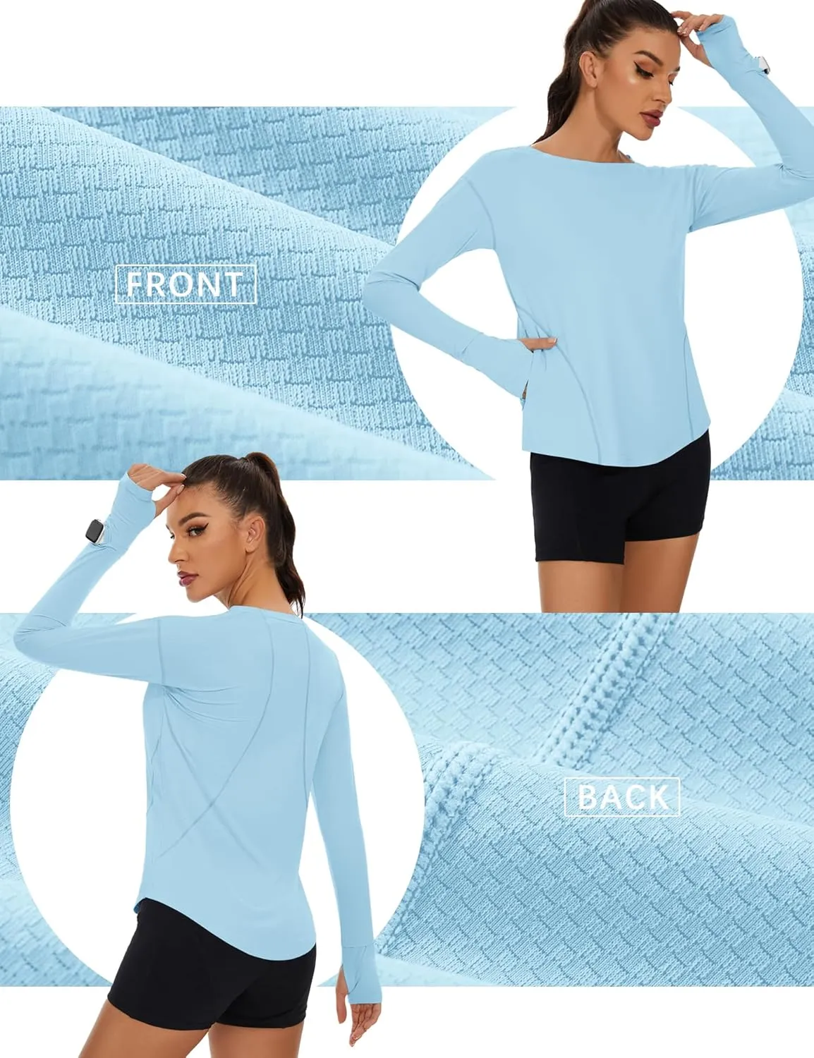 Loovoo Women's Long Sleeve Running Shirts Workout Tops UPF 50  Sun Shirt Quick Dry Athletic T-Shirts with Watching Window