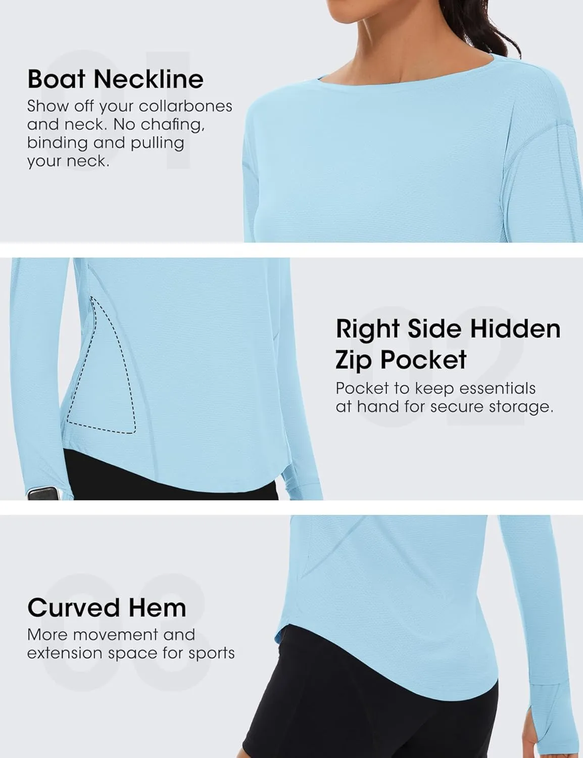 Loovoo Women's Long Sleeve Running Shirts Workout Tops UPF 50  Sun Shirt Quick Dry Athletic T-Shirts with Watching Window