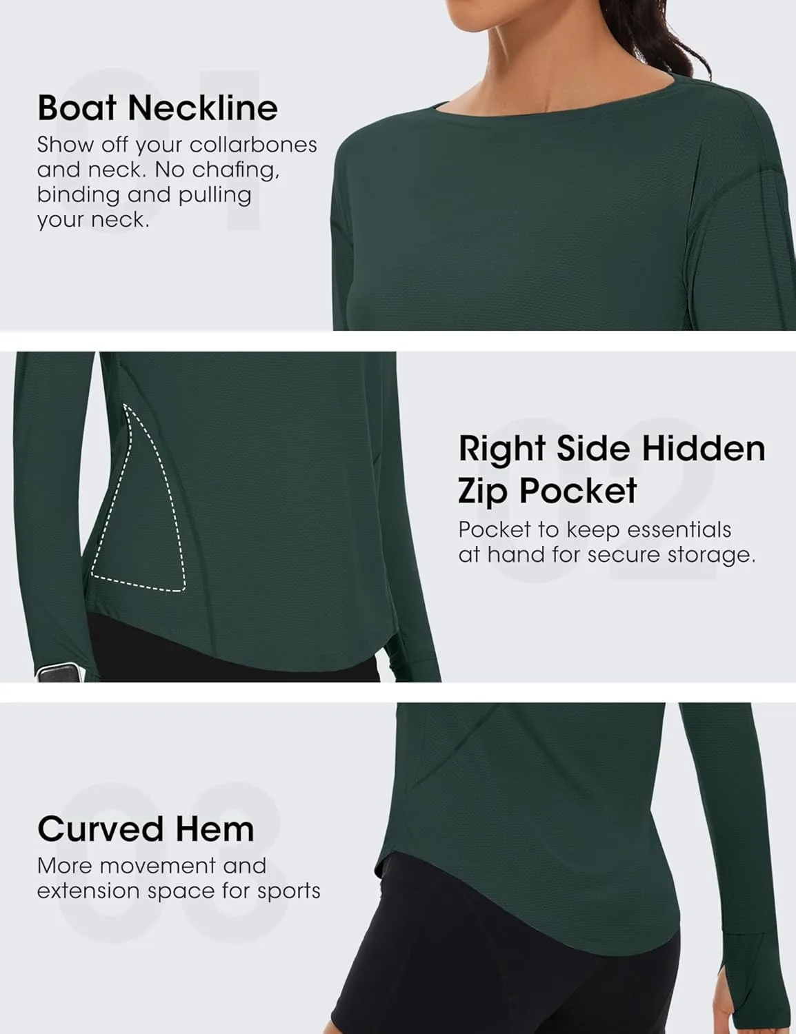 Loovoo Women's Long Sleeve Running Shirts Workout Tops UPF 50  Sun Shirt Quick Dry Athletic T-Shirts with Watching Window