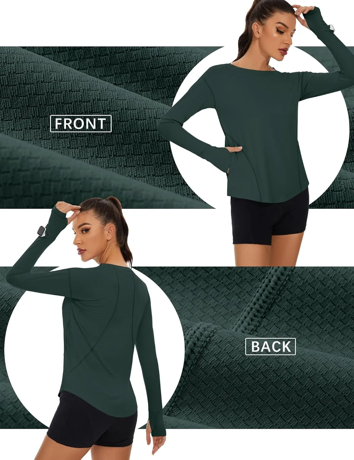Loovoo Women's Long Sleeve Running Shirts Workout Tops UPF 50  Sun Shirt Quick Dry Athletic T-Shirts with Watching Window