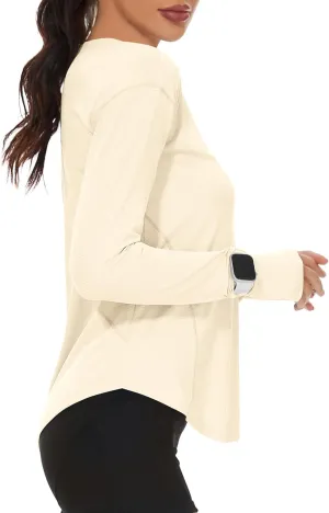 Loovoo Women's Long Sleeve Running Shirts Workout Tops UPF 50  Sun Shirt Quick Dry Athletic T-Shirts with Watching Window