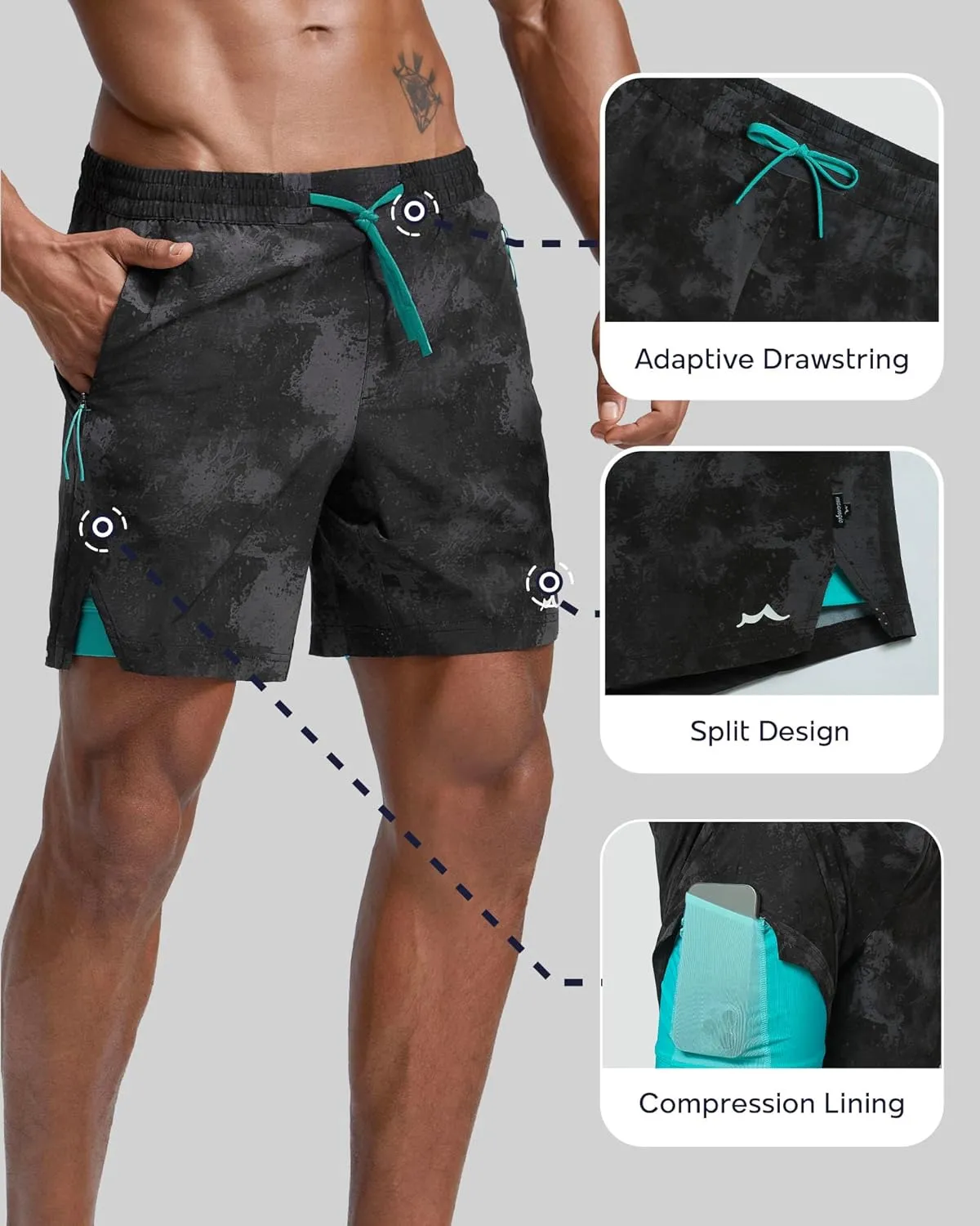 maamgic Men's Athletic Running Shorts with Liner Ultra Lightweight Workout Shorts 5"/ 7"